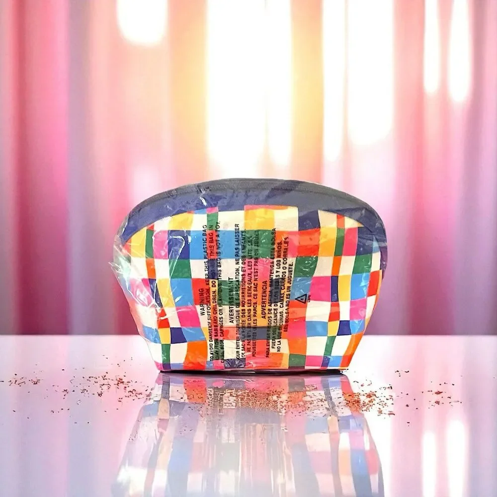 Tartan + Twine Multi-Color Round Top Cosmetic Bag – Makeup Travel Pouch NWT